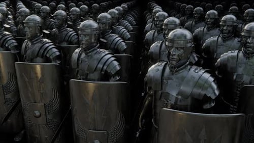 Ancient Roman Legionnaires Standing in Battle Formation 3D Animation