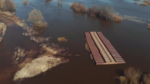 Car Panton Floating Bridge Floated Away From Its Place During the Flood
