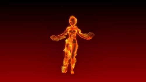 Fiery 3D Girl Hot Dance Looped auf Rot