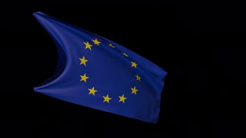 European Union Flag Waving Realistic Animation