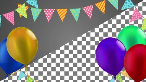Animated Colorful Celebration Balloons and Pennants