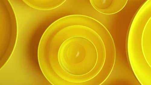 Abstract Arrangement of Bright Yellow Bowls and Plates