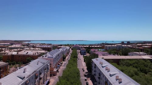 Drone View of the Small Town of Balkhash