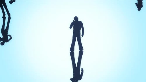 Silhouettes of a crowd of people perpetually using smartphones. Big city life.