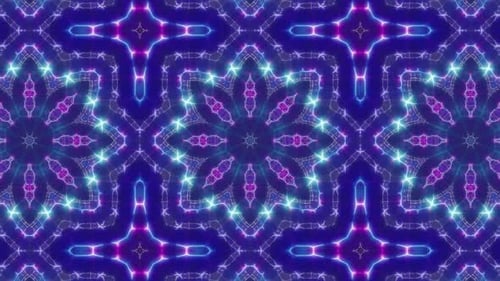 Blinking Lights Neon Kaleidoscope Background Loop 4K 02
