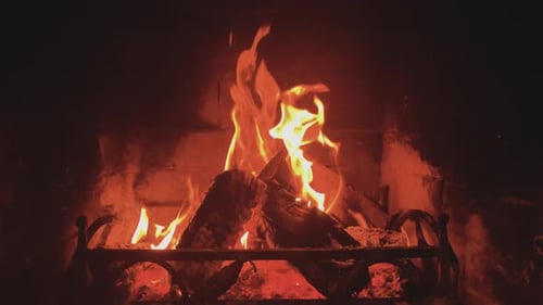 Roaring Fire in a Cozy Fireplace
