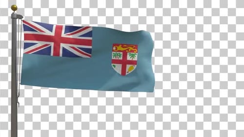 Waving Fiji National Flag with Transparent Background