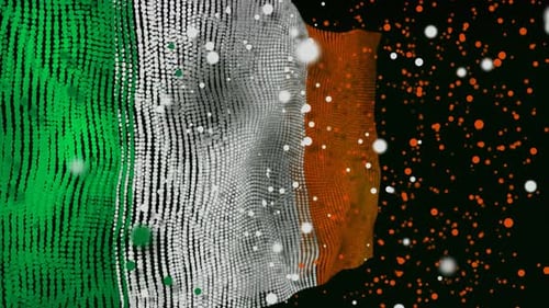 Digital Waving Irish Flag Animation with Particle Effect