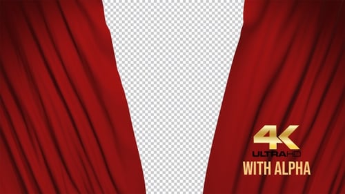 Realistic Red Curtains Opening