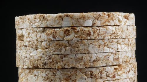 Dry Buckwheat crispbread round stack close up texture