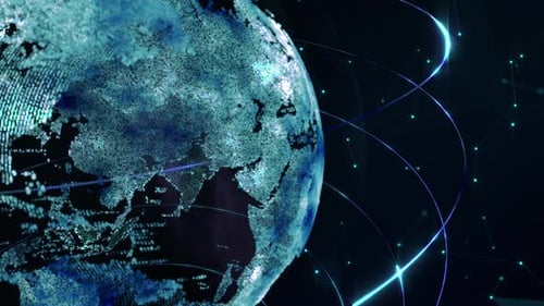 Blue Planet on Plexus Background, Loop