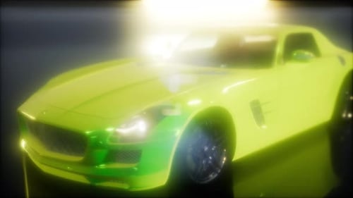 Futuristic Neon Green Sports Car Rotating Display