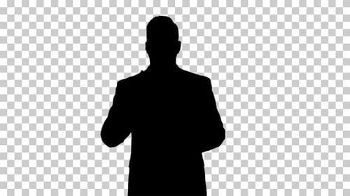 Silhouette Businessman walking, Alpha Channel