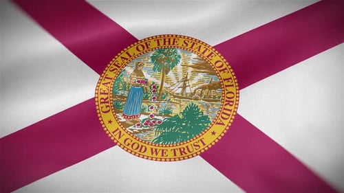 Florida State Flag Waving with Great Seal Animation
