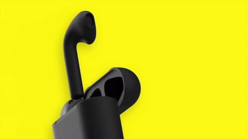 Black Earbud and Charging Case 360-Degree Product Rotation