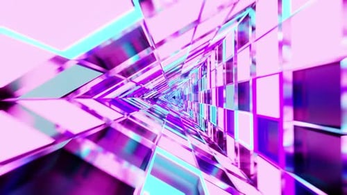 Futuristic Sci Fi Triangle Rotated Purple And Pink Vj Loop Tunnel 4K