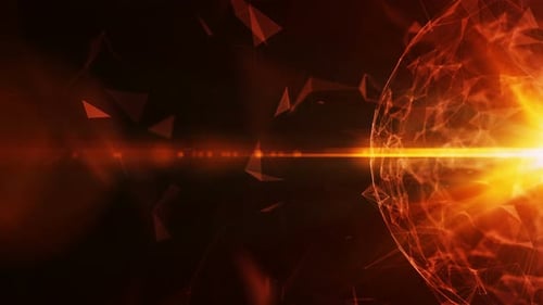 Abstrakte 3D-Technologie mit Schnittpunkten und Partikeln. 4K-Loop