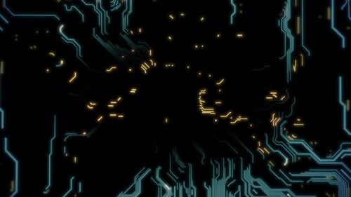 Futuristic Circuit Board Lines Digital Technology Animation