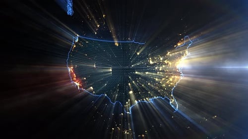 Realistic Earth Night Shining Country United States Of America