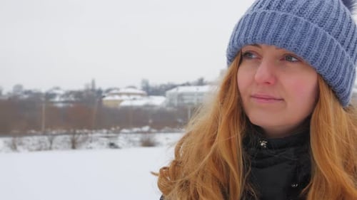 Close Up Of A Woman In Winter