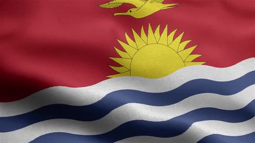 Kiribati Flag Waving with Realistic Fabric Texture Loop