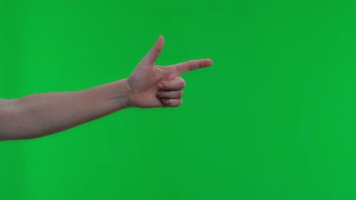Arm Making Gun Shape on Green Screen