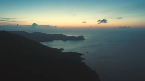 Dusk Seascape Cliff Coastline Scenery Aerial View