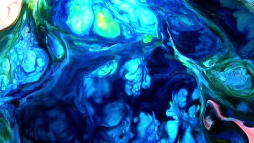 Abstract Footage of Blue and Green Fluid Patterns