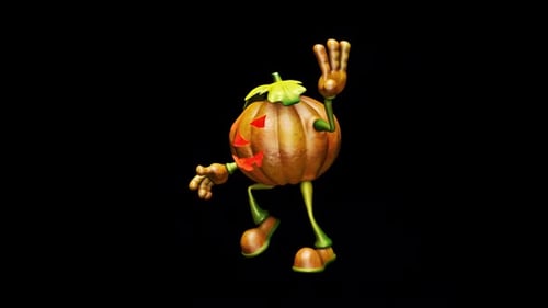 Lustiger Halloween-Tanz mit Kürbisschleife, Alpha-Kanal und Schatten
