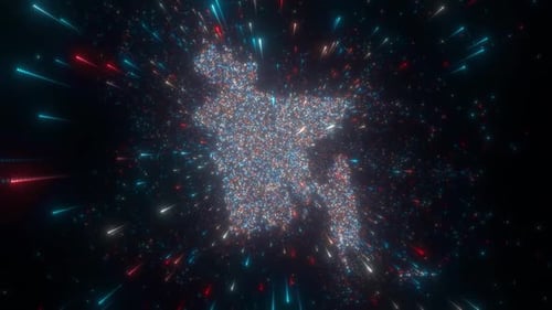 Glowing Bangladesh Map Digital Particle Reveal