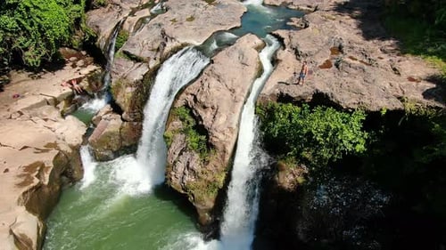 Aerial View of Tropical Waterfall Paradise
