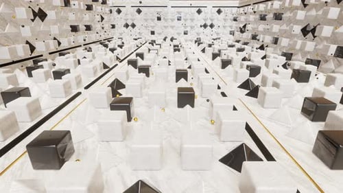 Abstract Geometric Cubes and Pyramids Shifting Background Animation