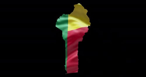 Waving Flag of Benin in Country Map Outline Seamless Loop
