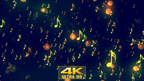 Animated Golden Musical Notes Falling and Sparkling Loop Background