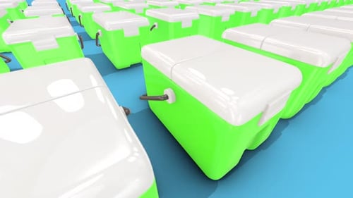 A Lot Of Portable Refrigerators In A Row 4k