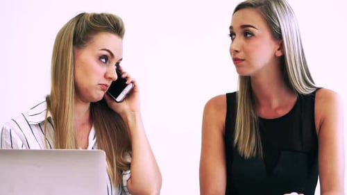 Blonde Business Woman Working at Modern Office