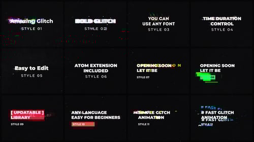 Dynamic Glitch Animated Titles Pack