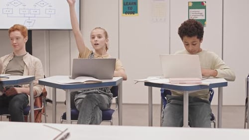 Children Studying Computers in School Classroom