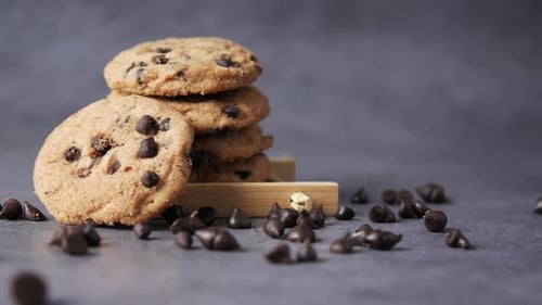 Chocolate Chip Cookies on Table Close Up