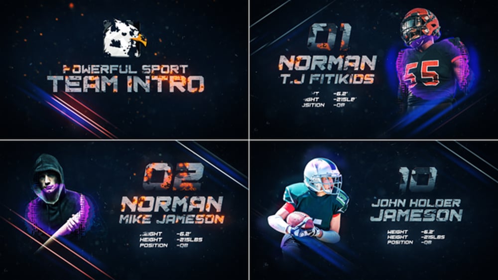 Cinematic Sports Team Intro: Player Profile Reveal with Dynamic Effects ...