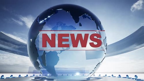 Global News Broadcast Intro with Rotating Glass Earth