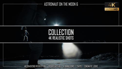 Astronaut Walks on Moon Surface with Earth View Cinematic Animation