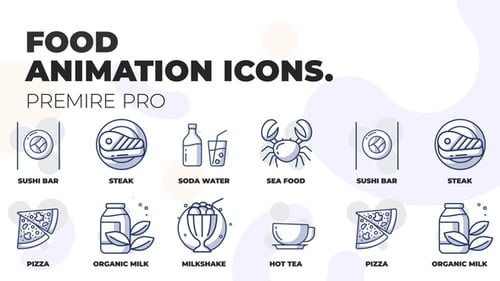 Animated Food and Drink Line Icons Set for Motion Graphics