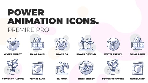 Animated Energy and Power Line Icons Pack for Presentations