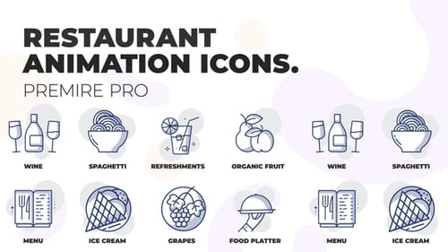 Restaurante y comida - Íconos de animación (MOGRT)