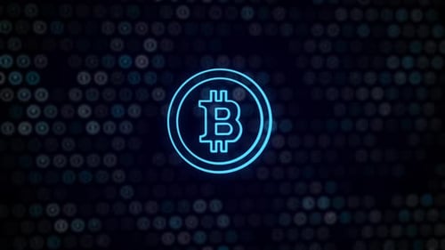 Bitcoin Symbol Reveal on Dynamic Digital Currency Grid Background