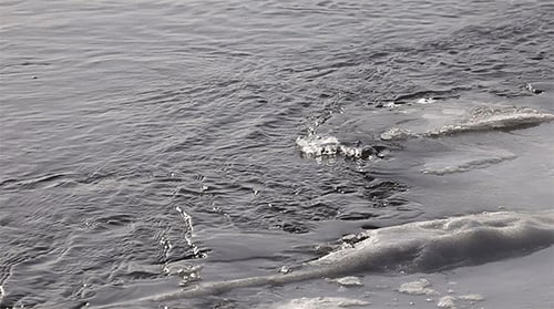 River Ice Forming on a Cold Winter Day