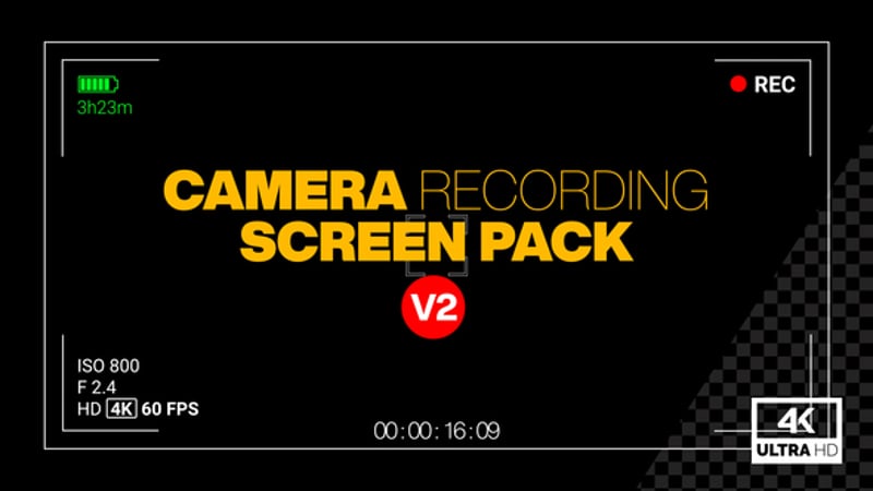 Digital Camera Viewfinder HUD Overlays Pack, Overlays Motion Graphics ...