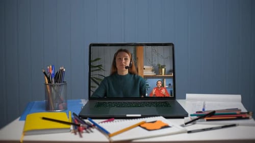 Video Call on Laptop Screen During Daytime