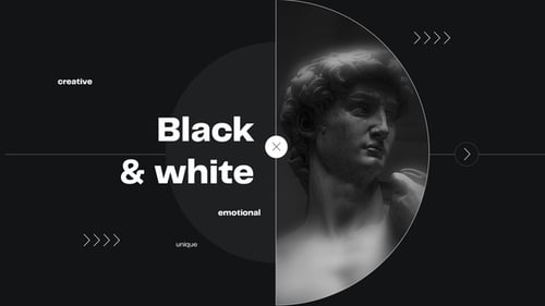 Dynamic Black and White Opener with Minimal Circular Text Reveals